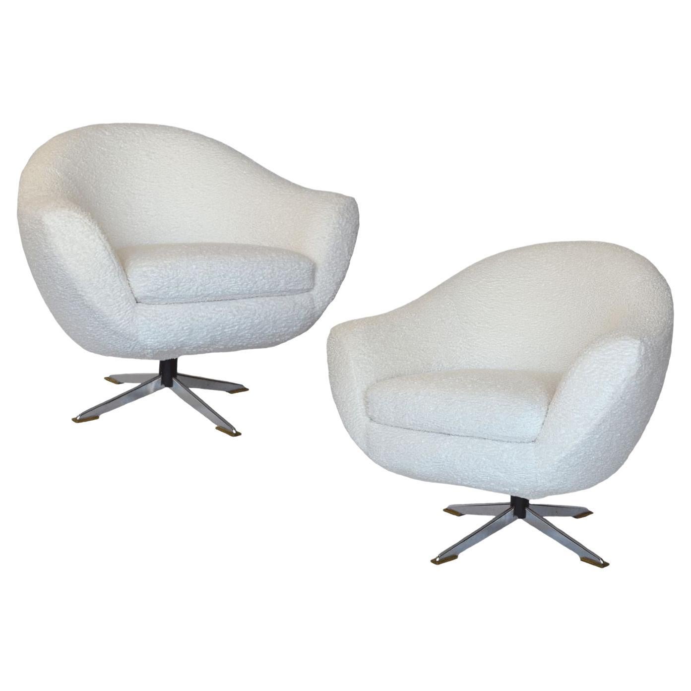 Mod Styled Chair with Wood Swivel Base at 1stDibs