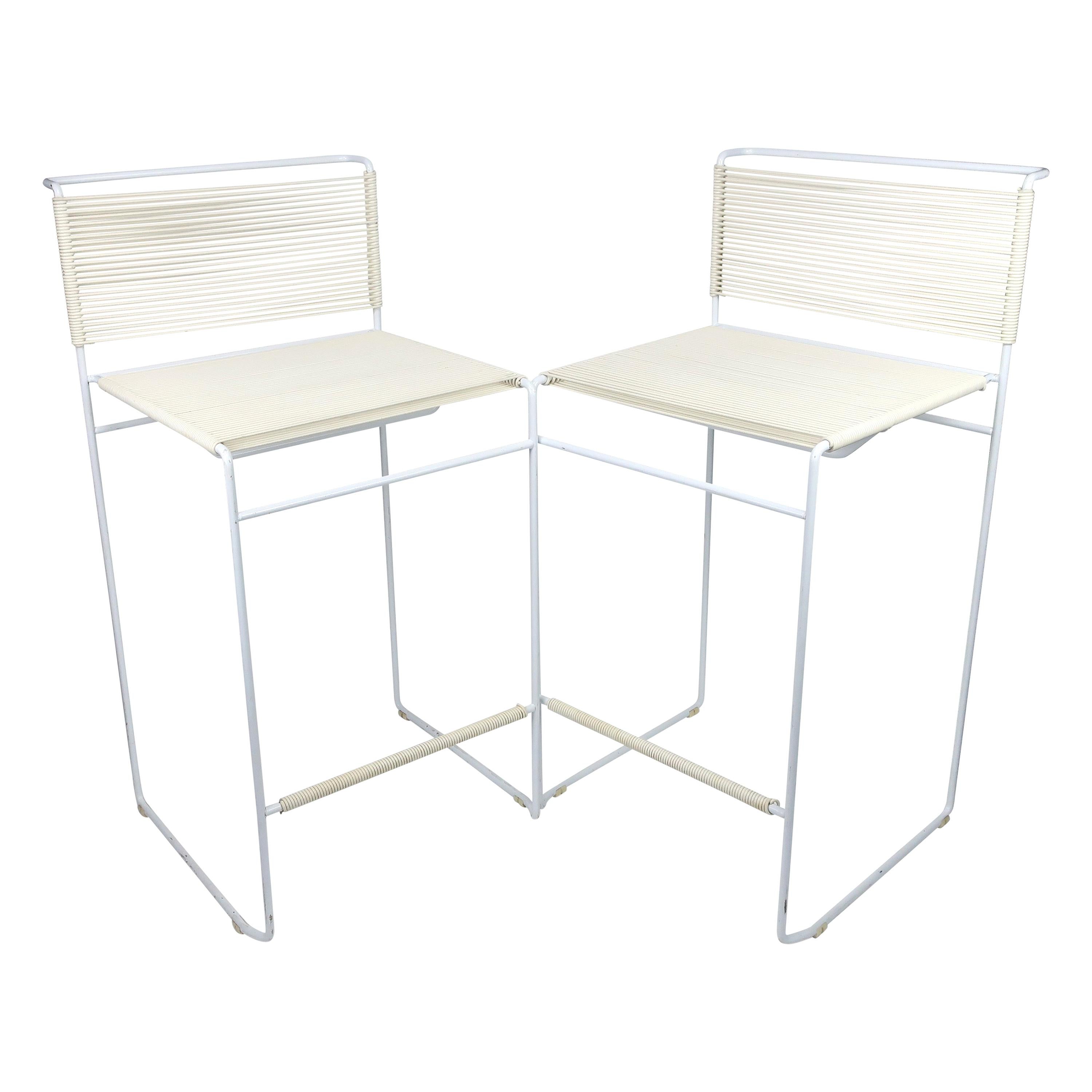 Pair of White Spaghetti Bar Stools For Sale