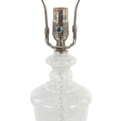 Pair of White Speckled Murano Glass Table Lamps