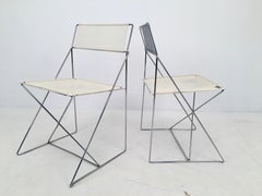 White Stacking X-Line Chairs by N. Jørgen Haugesen for Hybodan, Pair, circa 1970