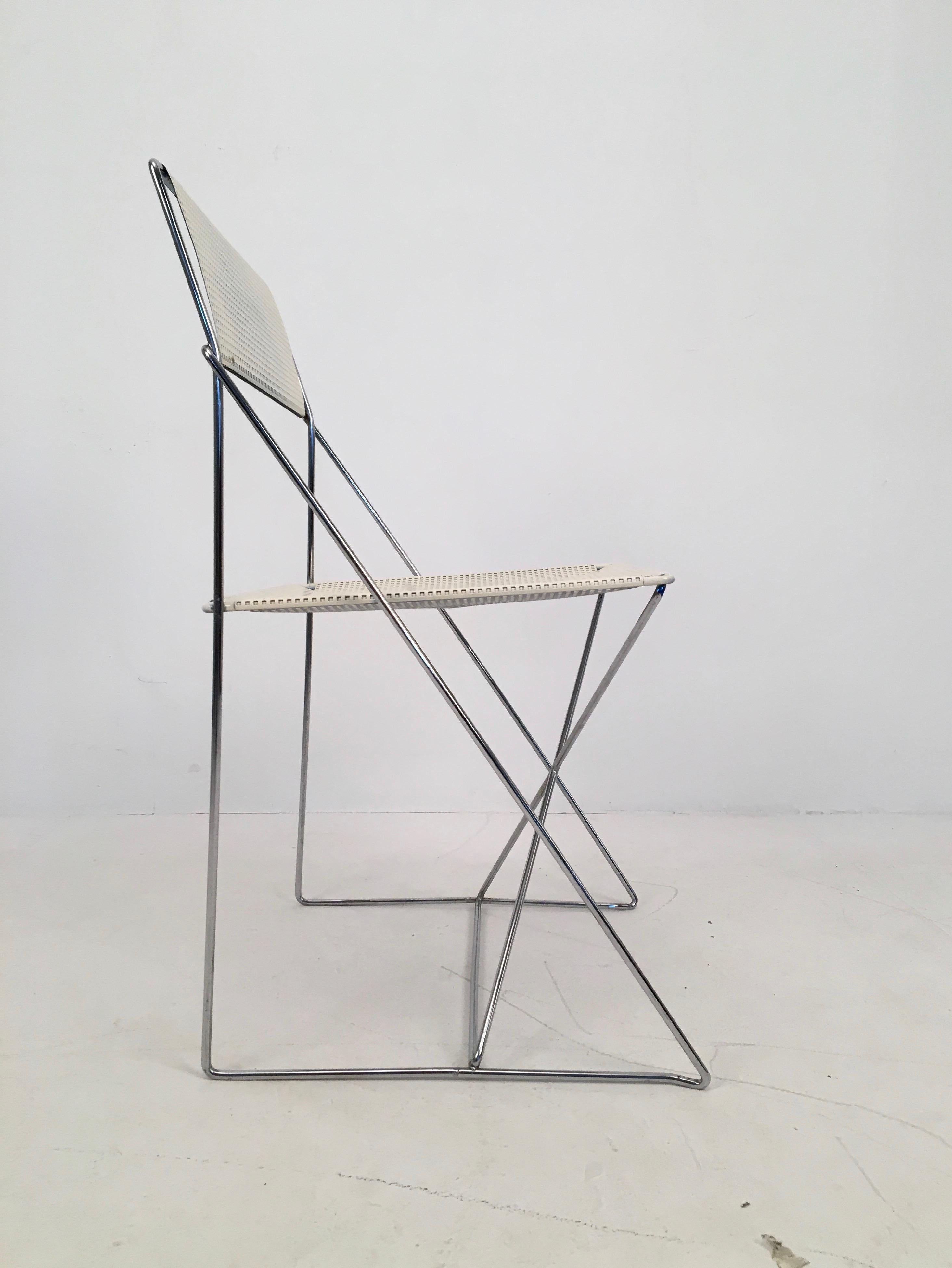 Danish White Stacking X-Line Chairs by N. Jørgen Haugesen for Hybodan, Pair, circa 1970 For Sale