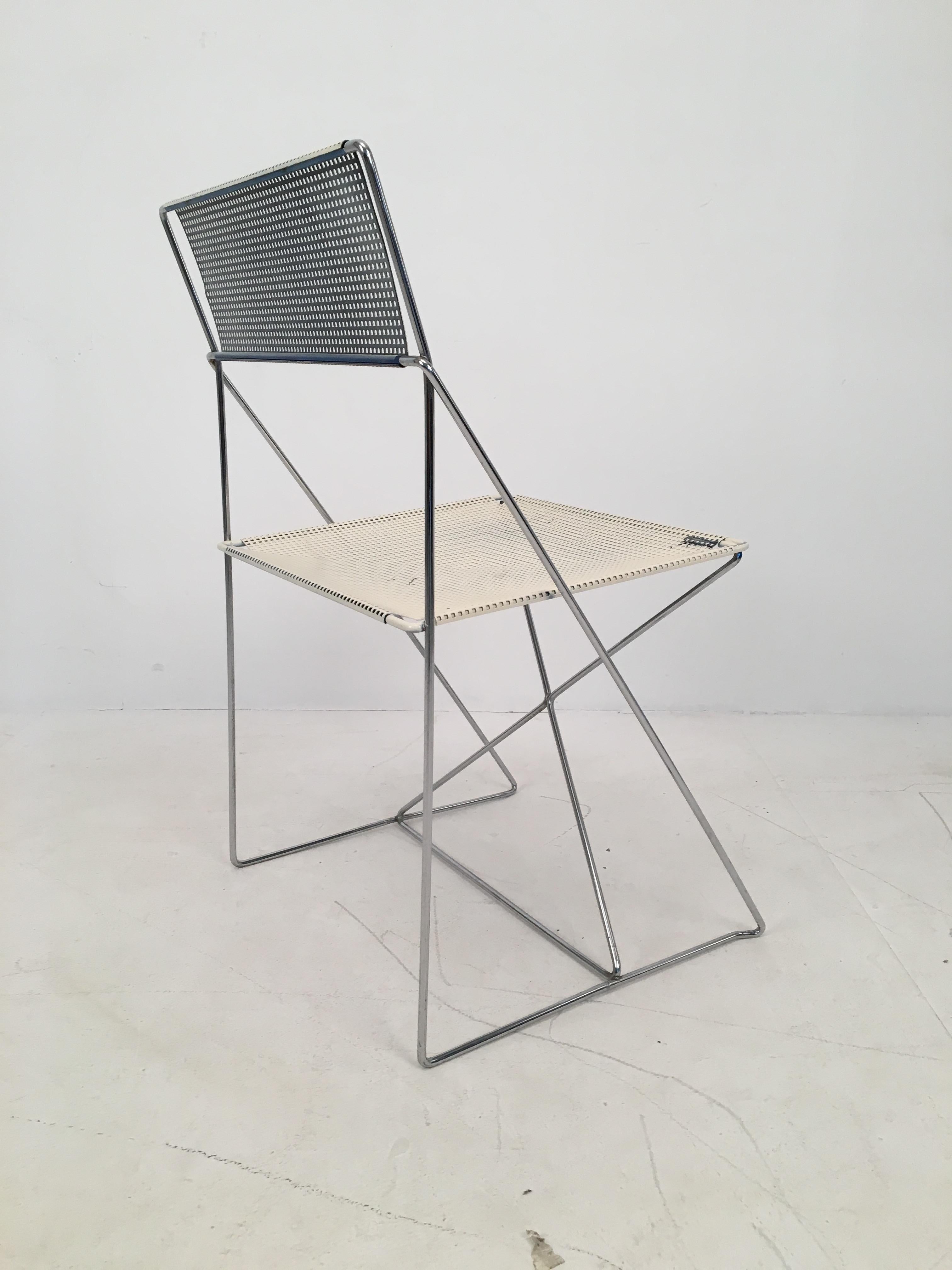 Late 20th Century White Stacking X-Line Chairs by N. Jørgen Haugesen for Hybodan, Pair, circa 1970 For Sale