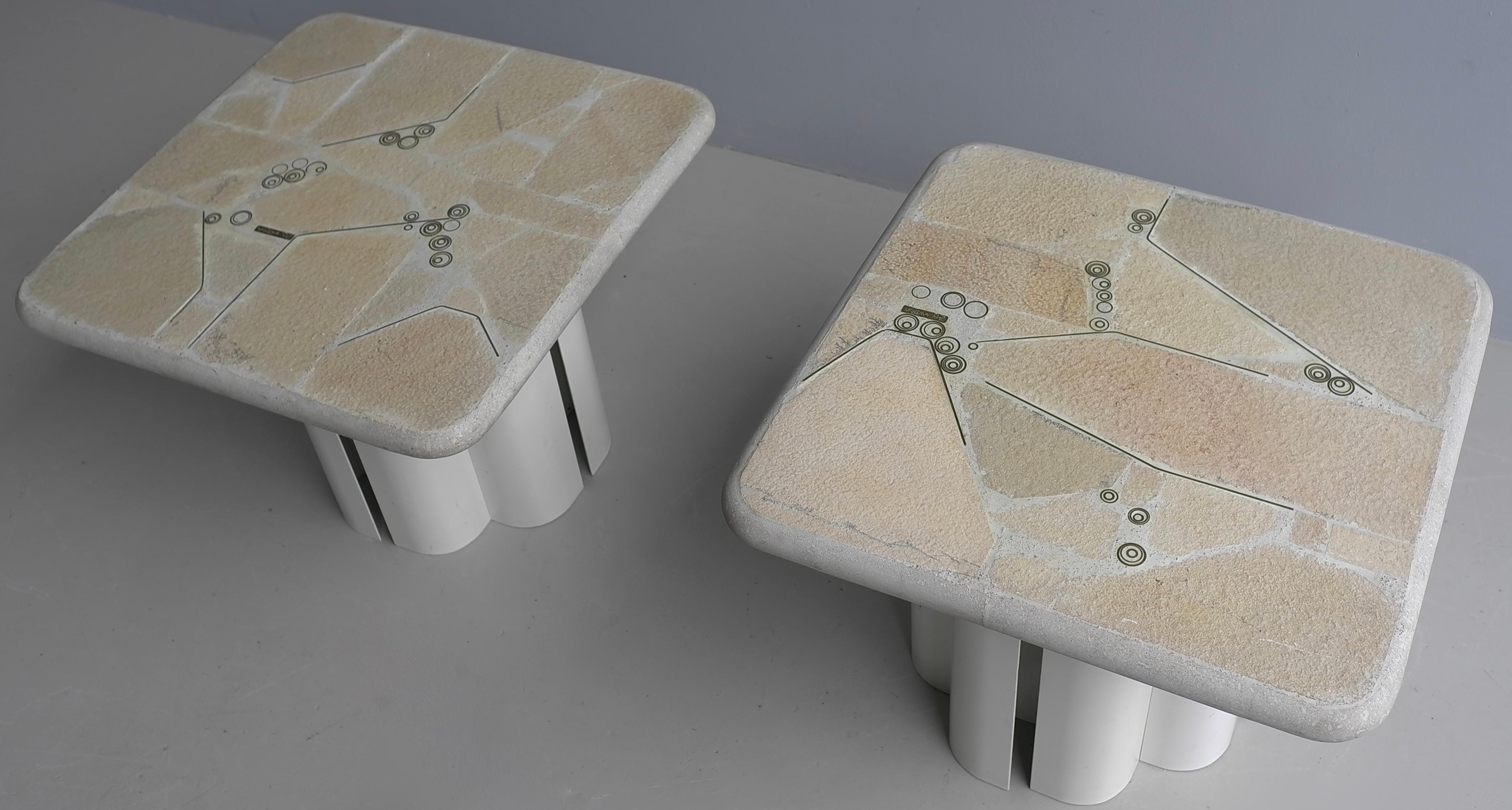 Paire de tables basses d'art en pierre et béton blanc par Marcus Kingma Milieu du siècle dernier en vente 4