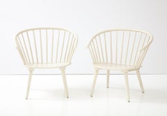 Pair of White Swedish Horseshoe Back Armchairs, Sweden, C. 1964