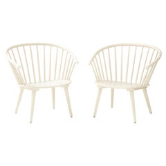 Pair of White Swedish Horseshoe Back Armchairs, Sweden, C. 1964