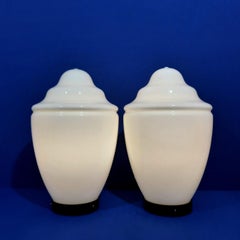 Pair of White Table Lamp Murano Glass 1930