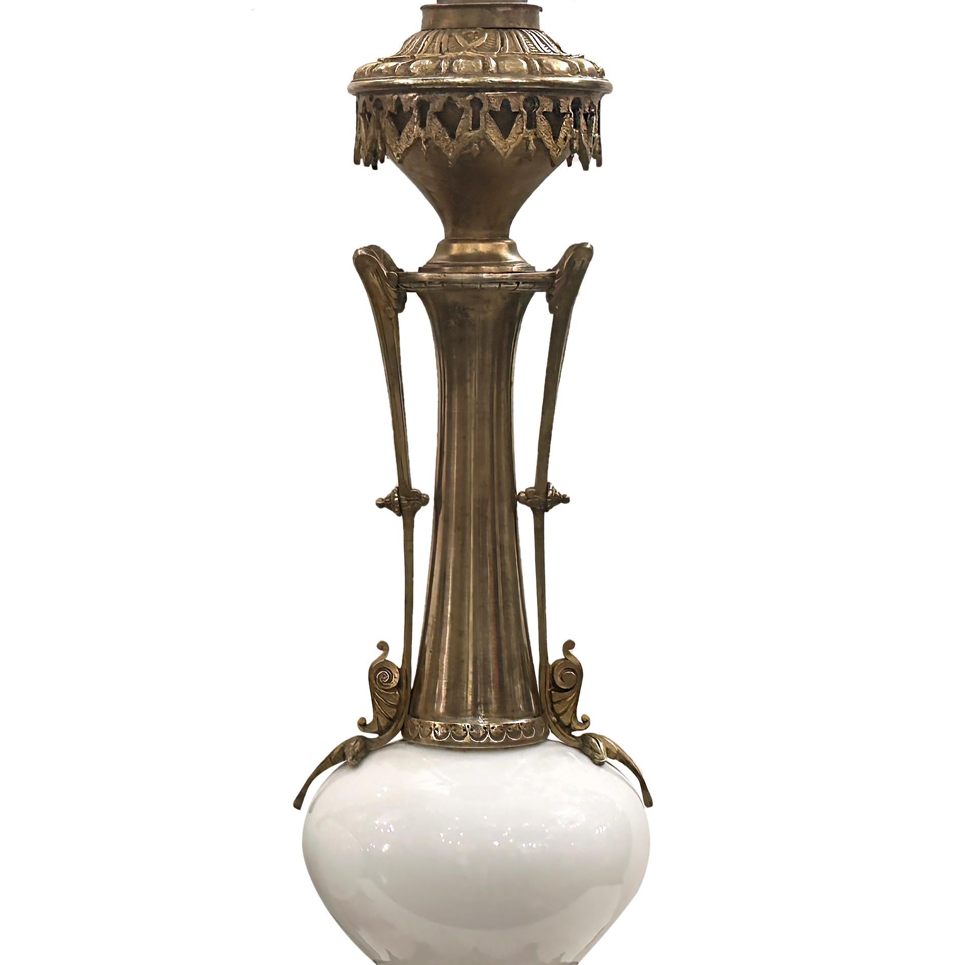 French Pair of  White Table Lamps For Sale