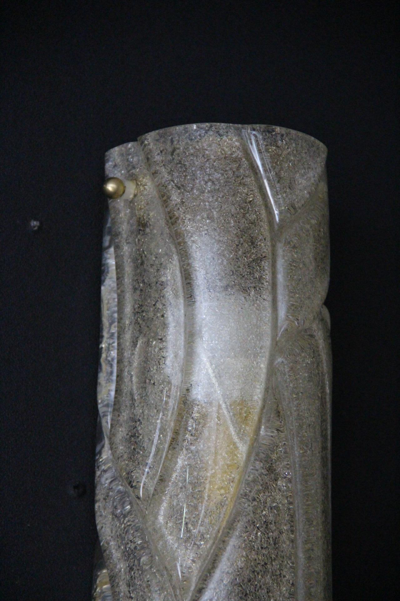 Pareja de Apliques de Cristal de Murano Blanco Texturado, Estilo Mazzega en venta 5