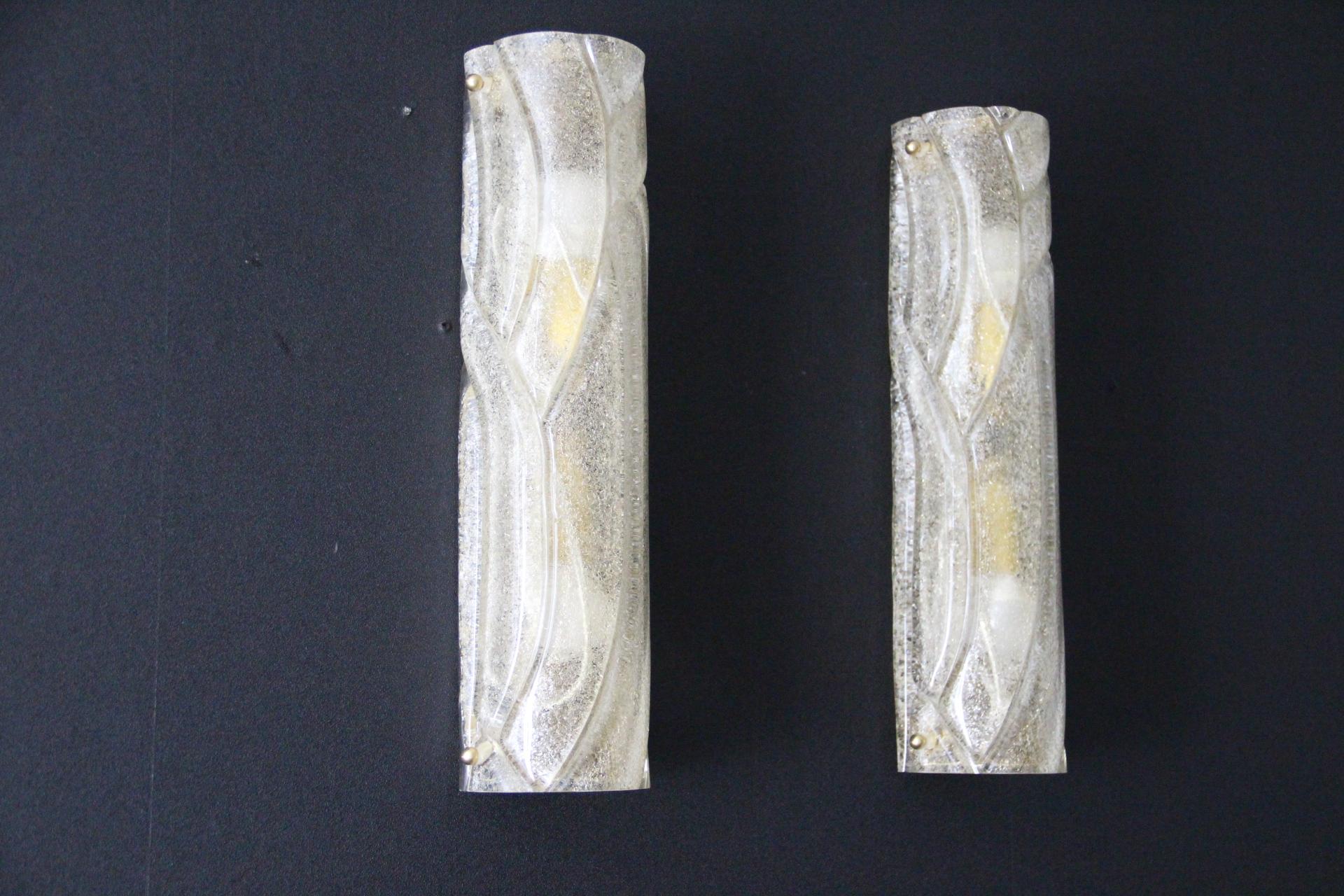 Pareja de Apliques de Cristal de Murano Blanco Texturado, Estilo Mazzega en venta 2