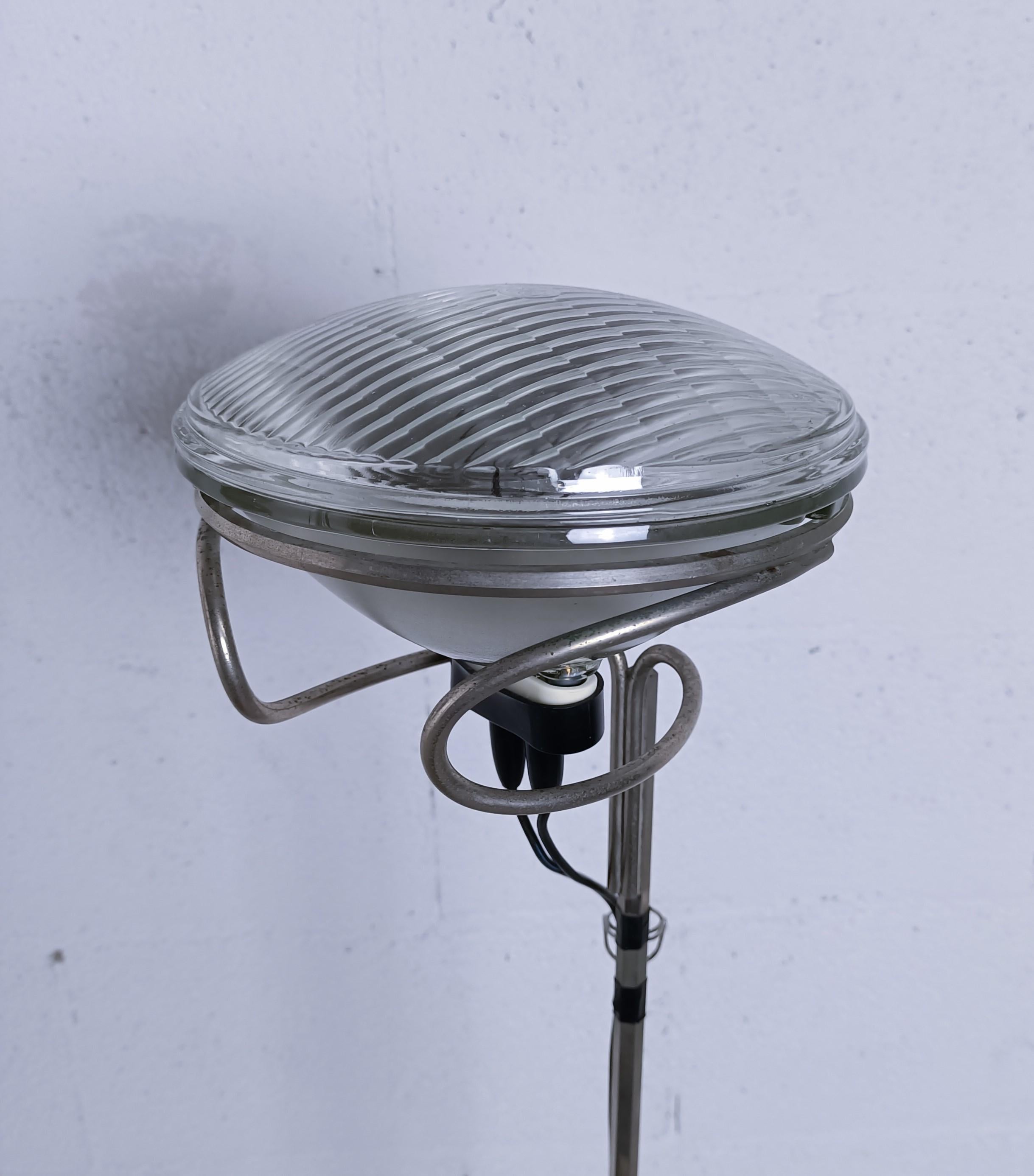 Brass Pair of White Toio Floor Lamps by Achille e Piergiacomo Castiglioni for Flos 60s