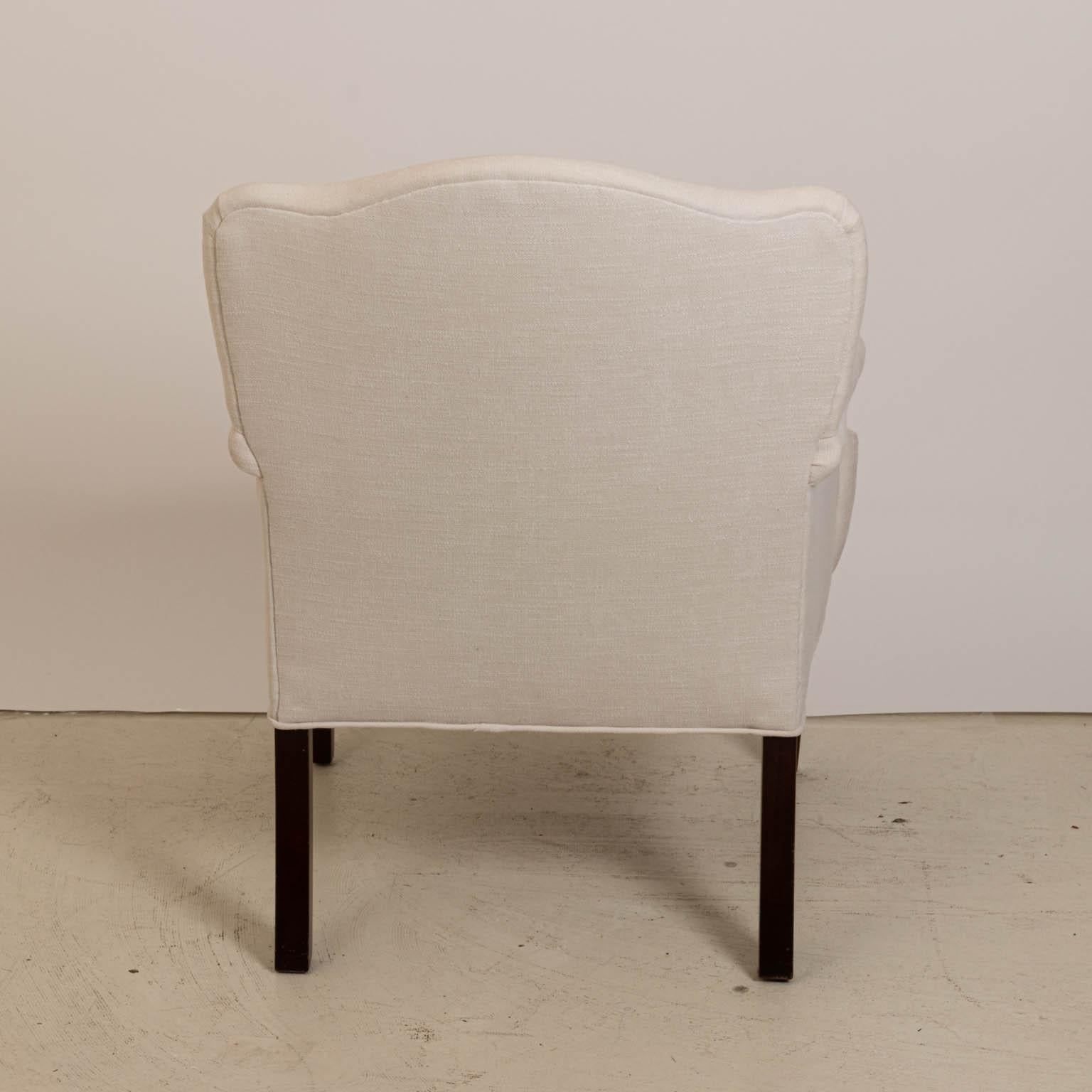 Mid-20th Century Pair of White Upholstered Armchairs