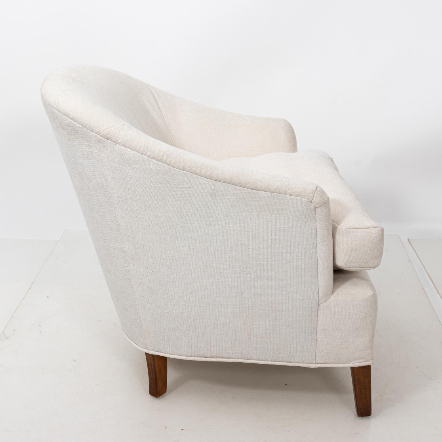 Mid-20th Century Pair of White Upholstered Armchairs