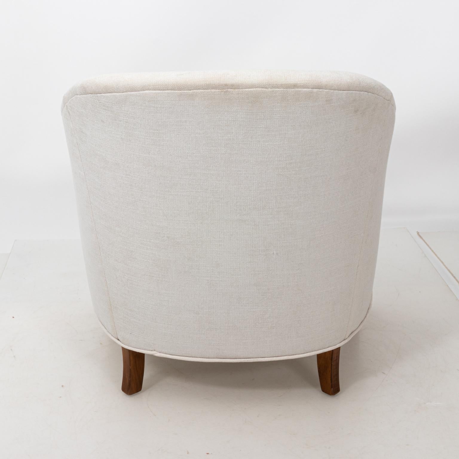 Upholstery Pair of White Upholstered Armchairs