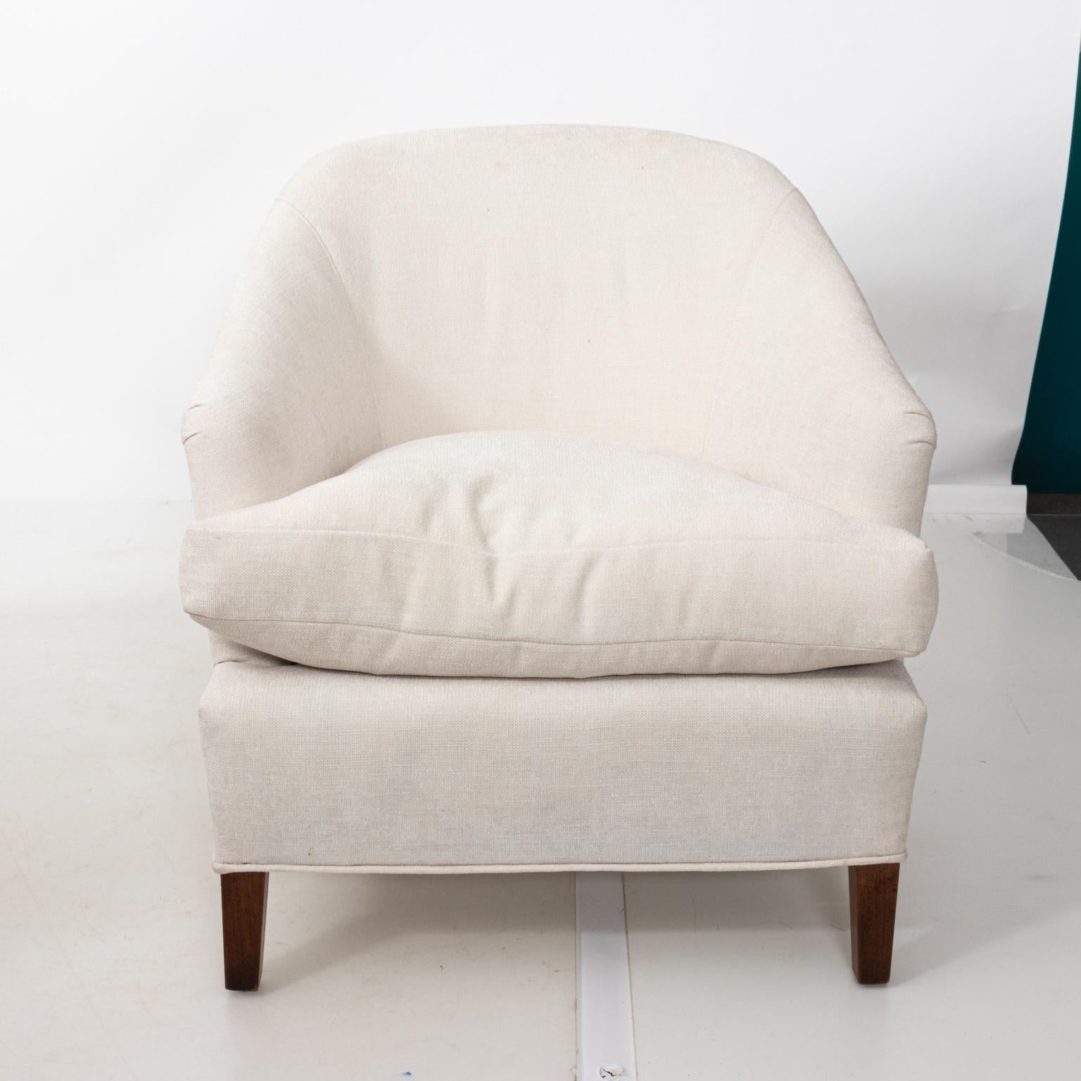 Pair of White Upholstered Armchairs 1