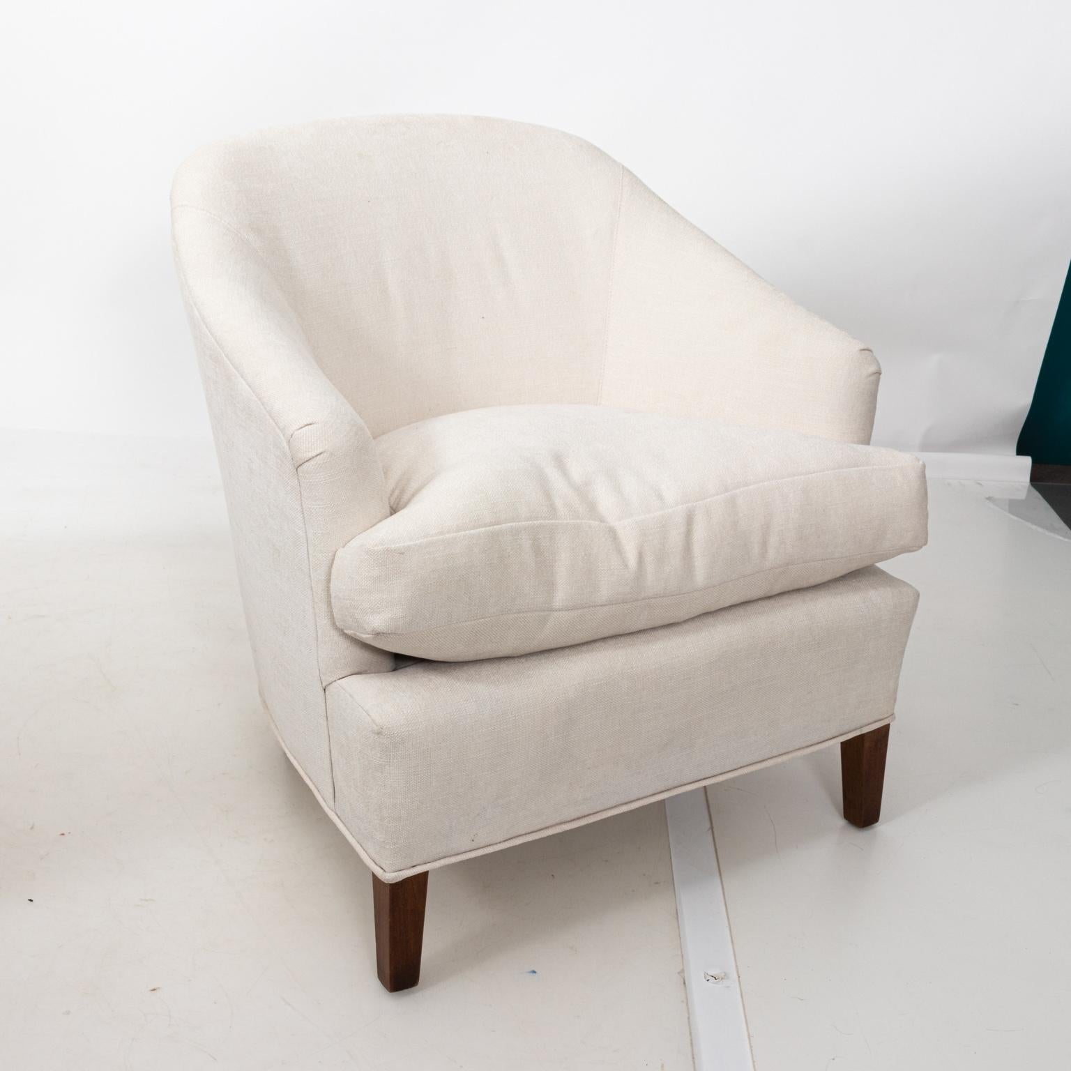 Pair of White Upholstered Armchairs 2