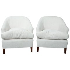 Pair of White Upholstered Armchairs