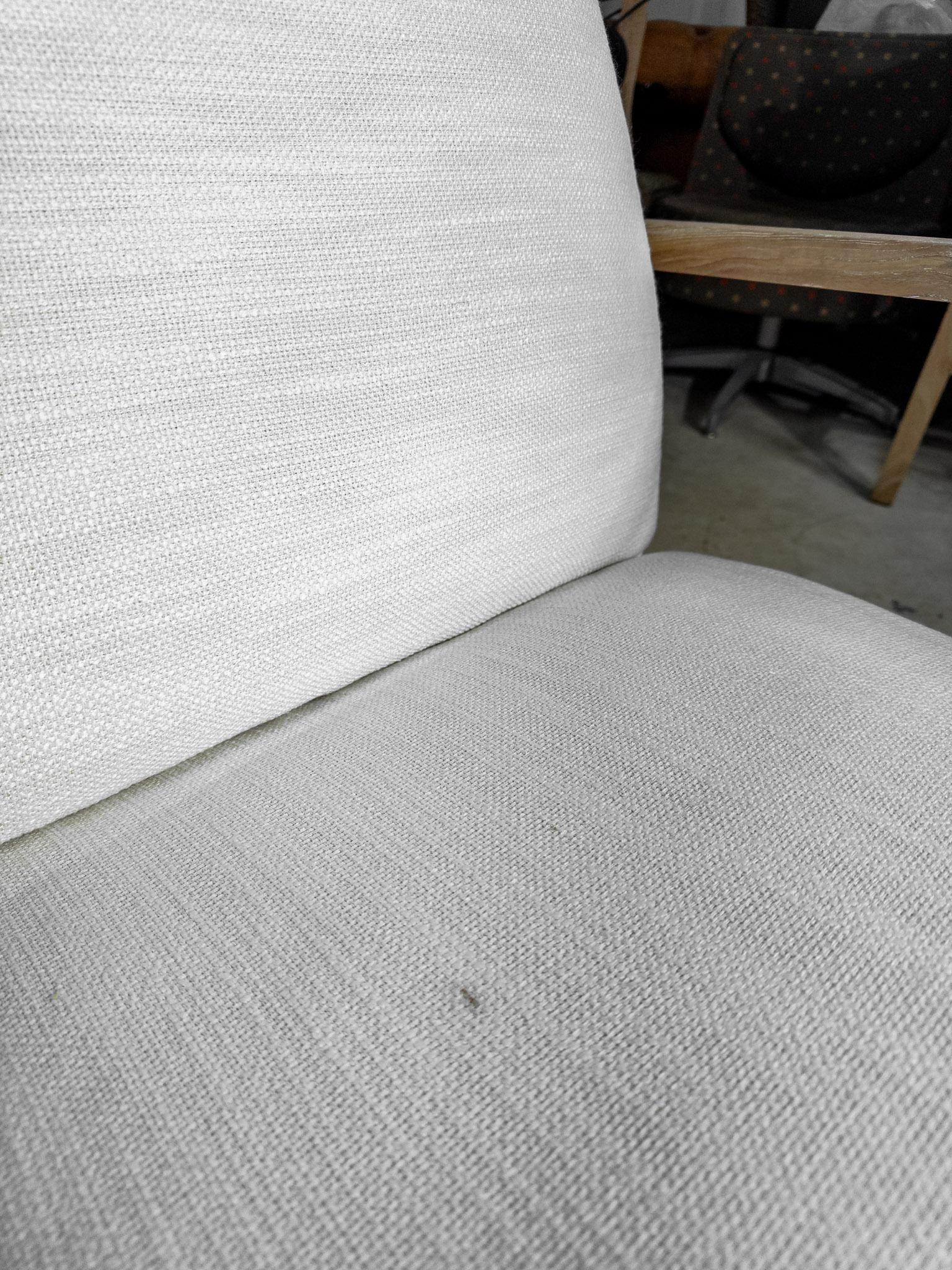 Pair of White Upholstered Sling Chairs with Cushions 4