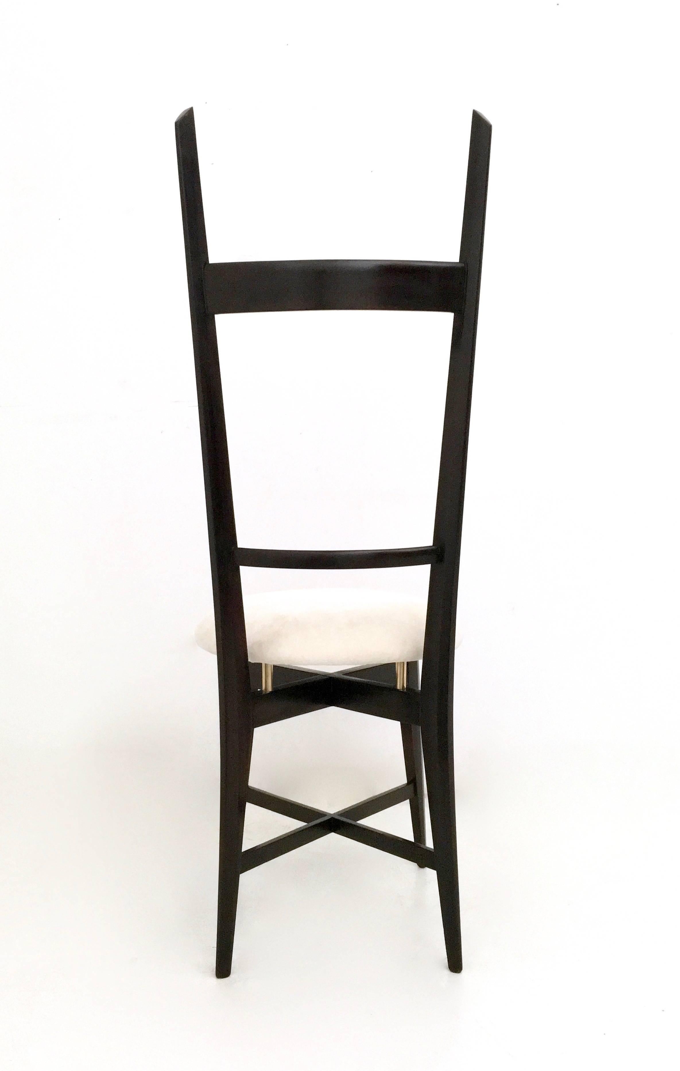 Ebonized Pair of Vintage Black and White Chiavarine Chairs in the Style of Parisi, Italy For Sale