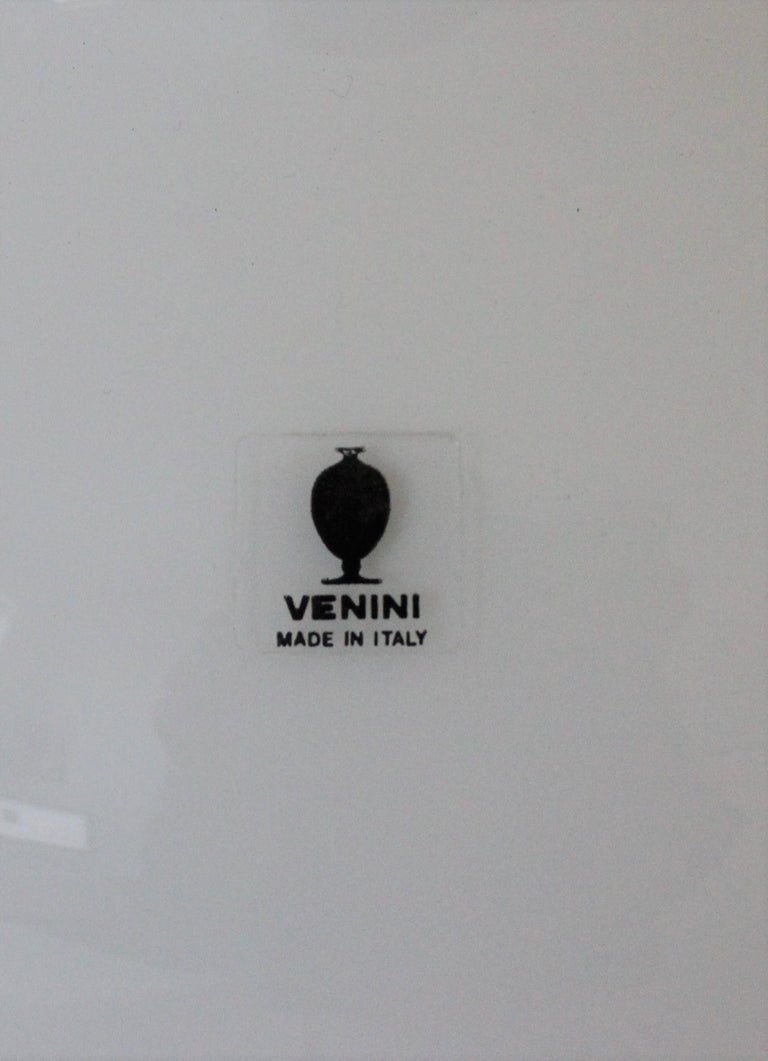 Modern Pair of White Venini Murano Glass Vases For Sale