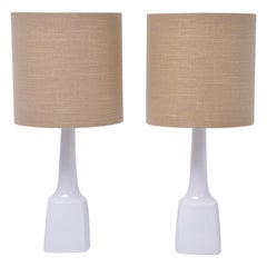 Pair of White Mid-Century Modern Ceramic Table Lamps Model 941 by Soholm