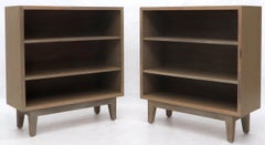 Pair of White Wash Finish Solid Mahogany Bookcases Cabinets