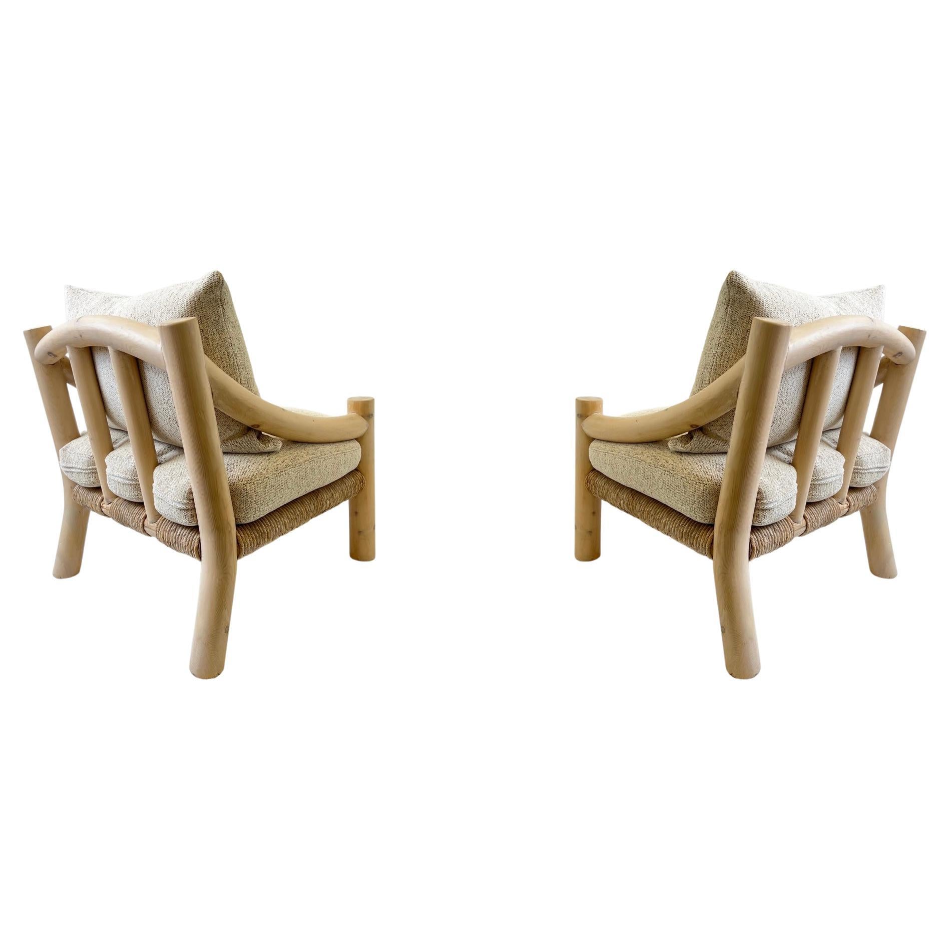 Pair of White Wash Lounge Chairs by Michael Taylor