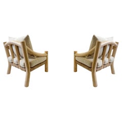 Pair of White Wash Lounge Chairs by Michael Taylor