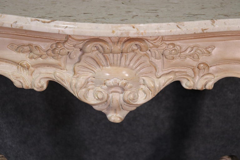 Pair of White Washed French Louis XV Marble-Top Wall Mounted Console ...