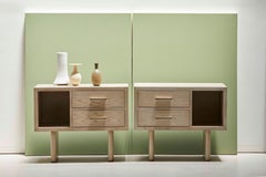 Pair of White Washed Oak Inverness Nightstands by Lawson-Fenning