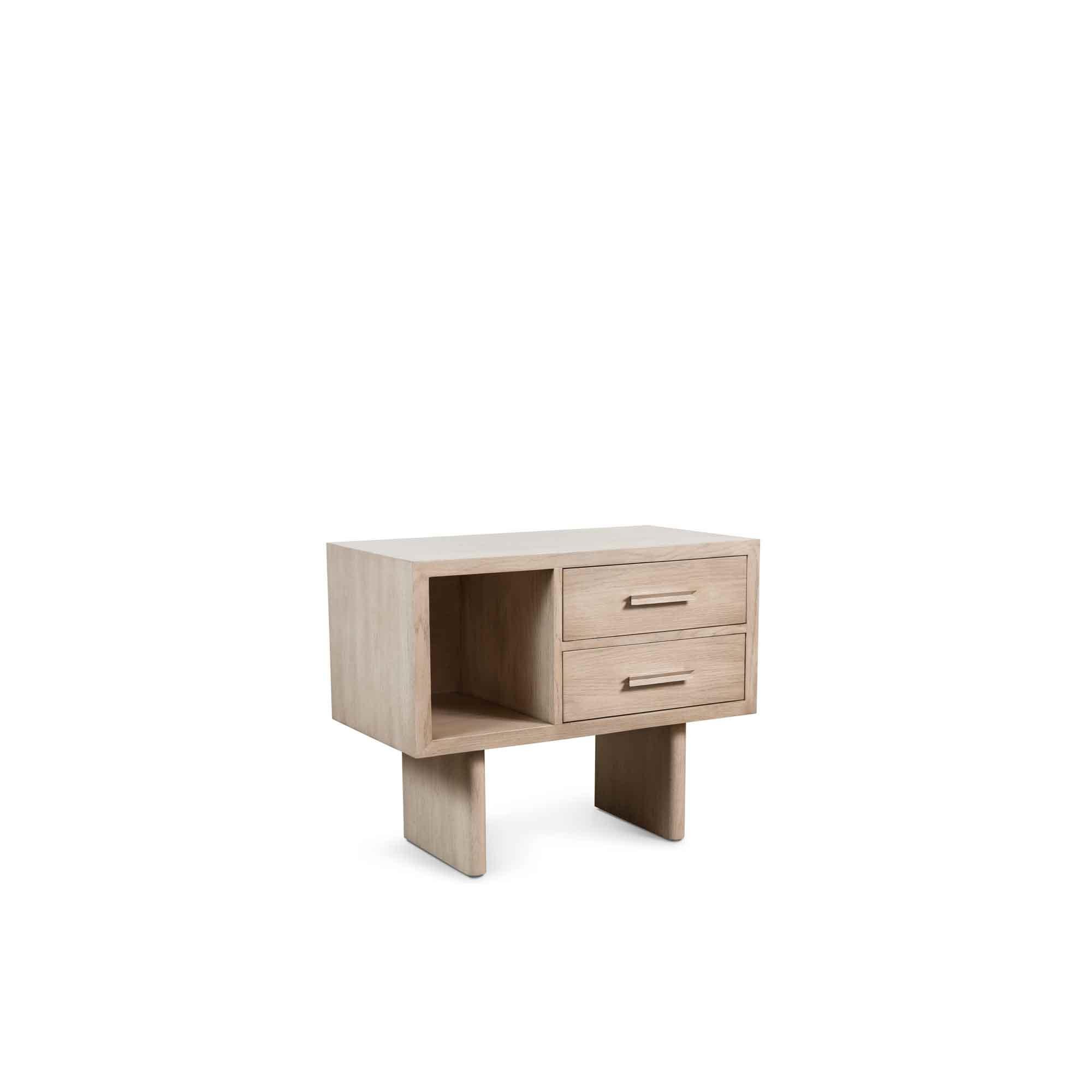 American Pair of White Washed Oak Inverness Nightstands by Lawson-Fenning