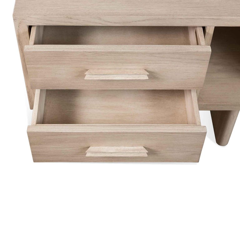 Contemporary Pair of White Washed Oak Inverness Nightstands by Lawson-Fenning For Sale