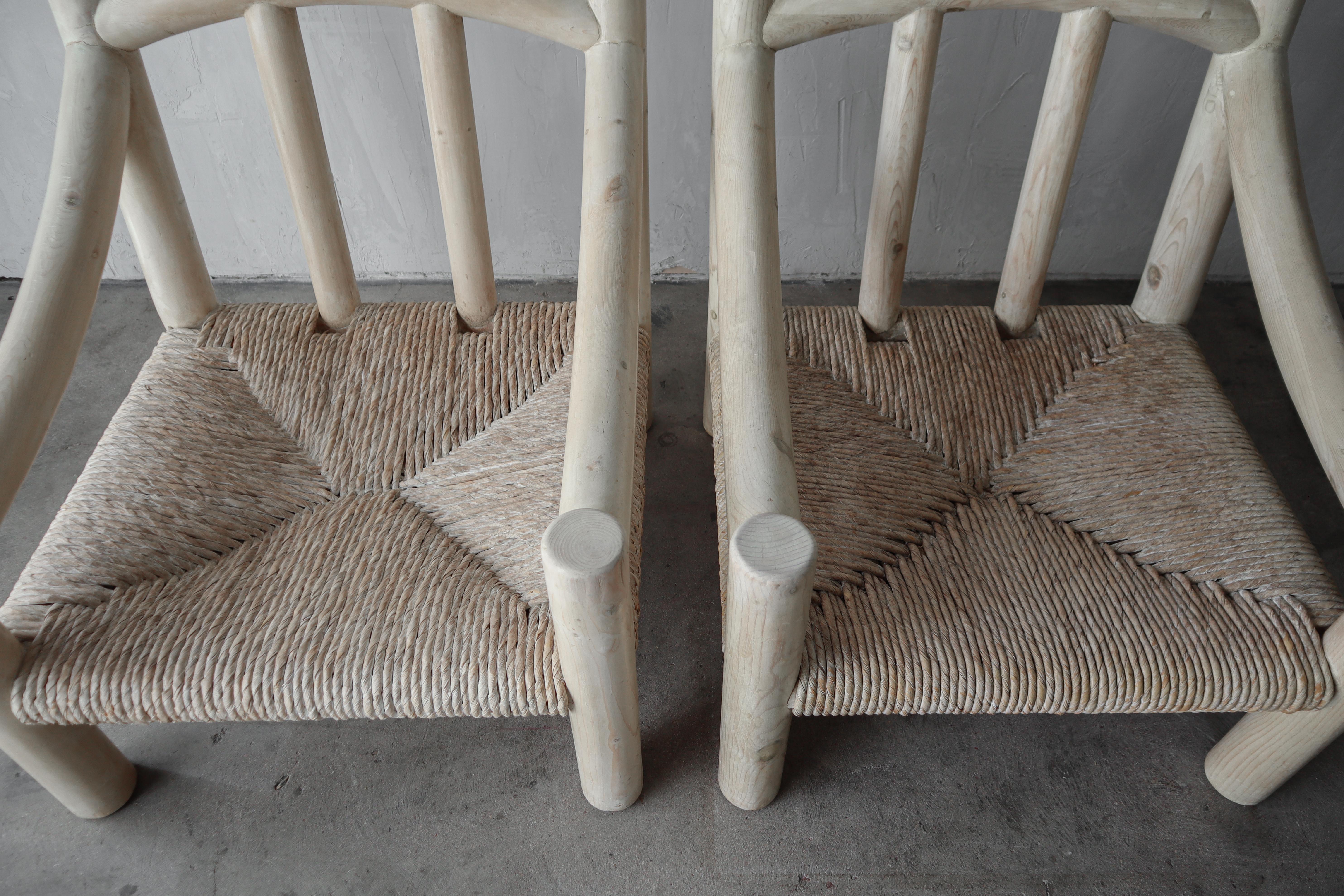 Pair of White Washed Pine Lounge Chairs by Michael Taylor 3