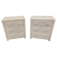 Pair of White Wicker Dressers / Nightstands