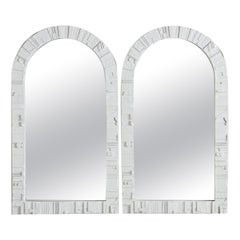 Pair of White Wooden Framed Mirrors in the Style of Louise Nevelson