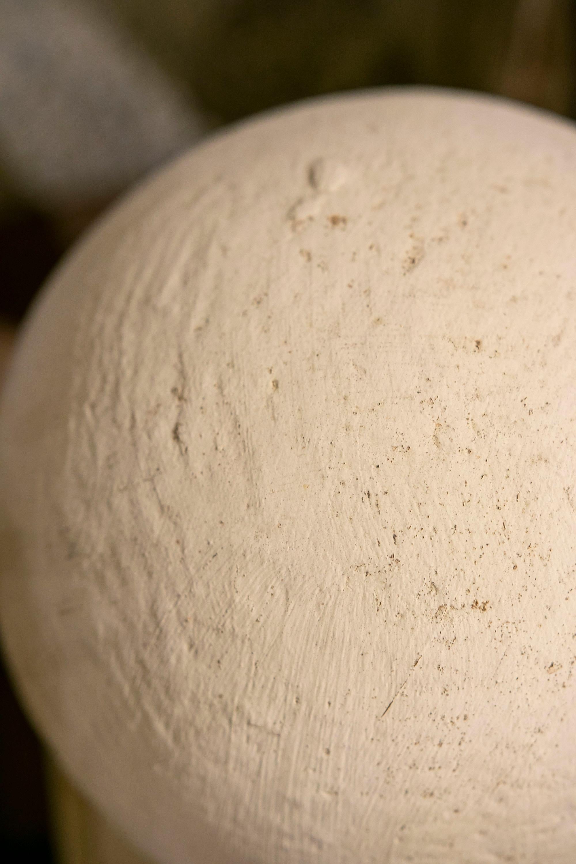 Pair of Whitewashed Ball-Shaped Cement Finials 11