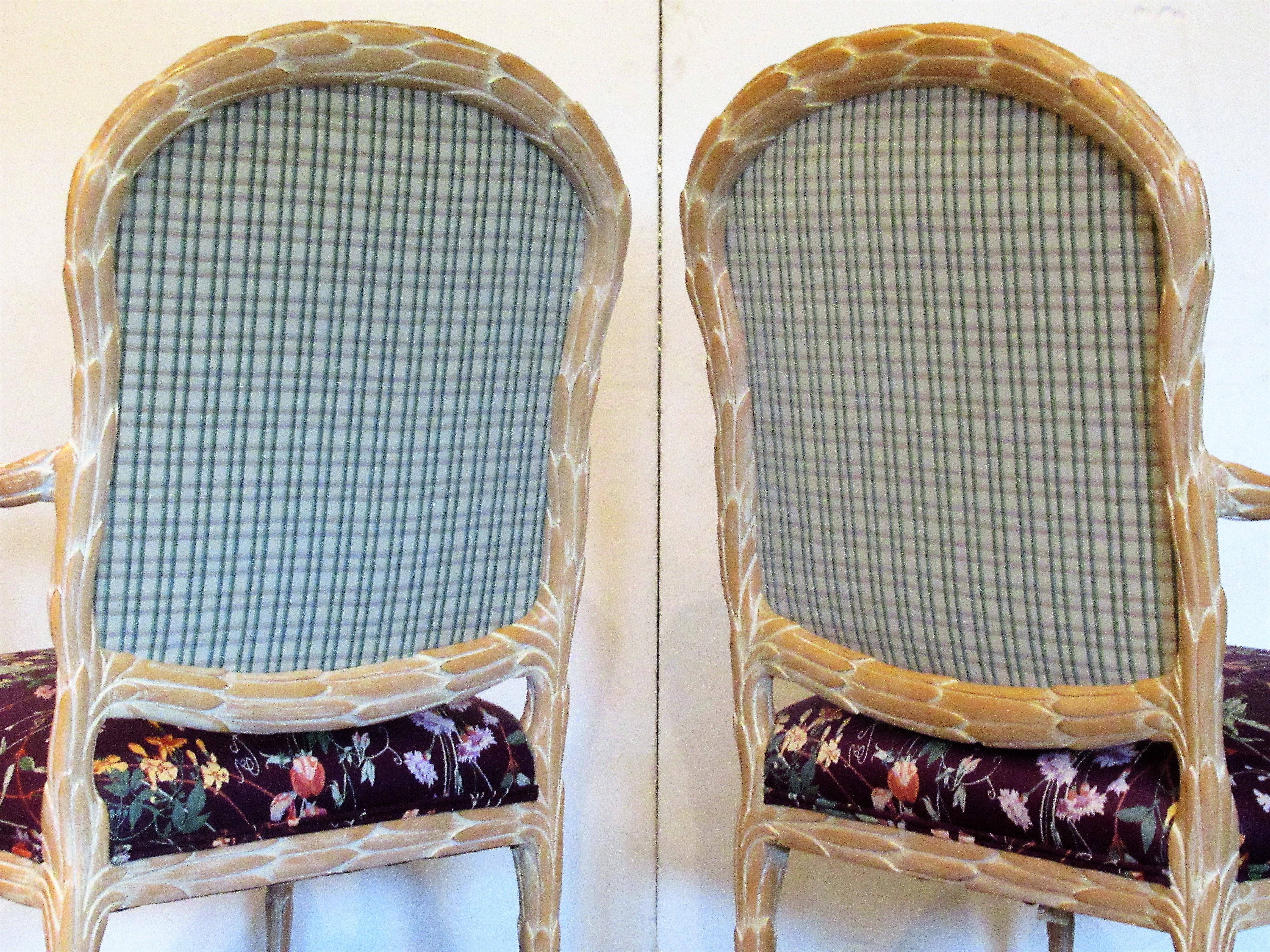  Faux Bois Carved Wood Armchairs For Sale 4