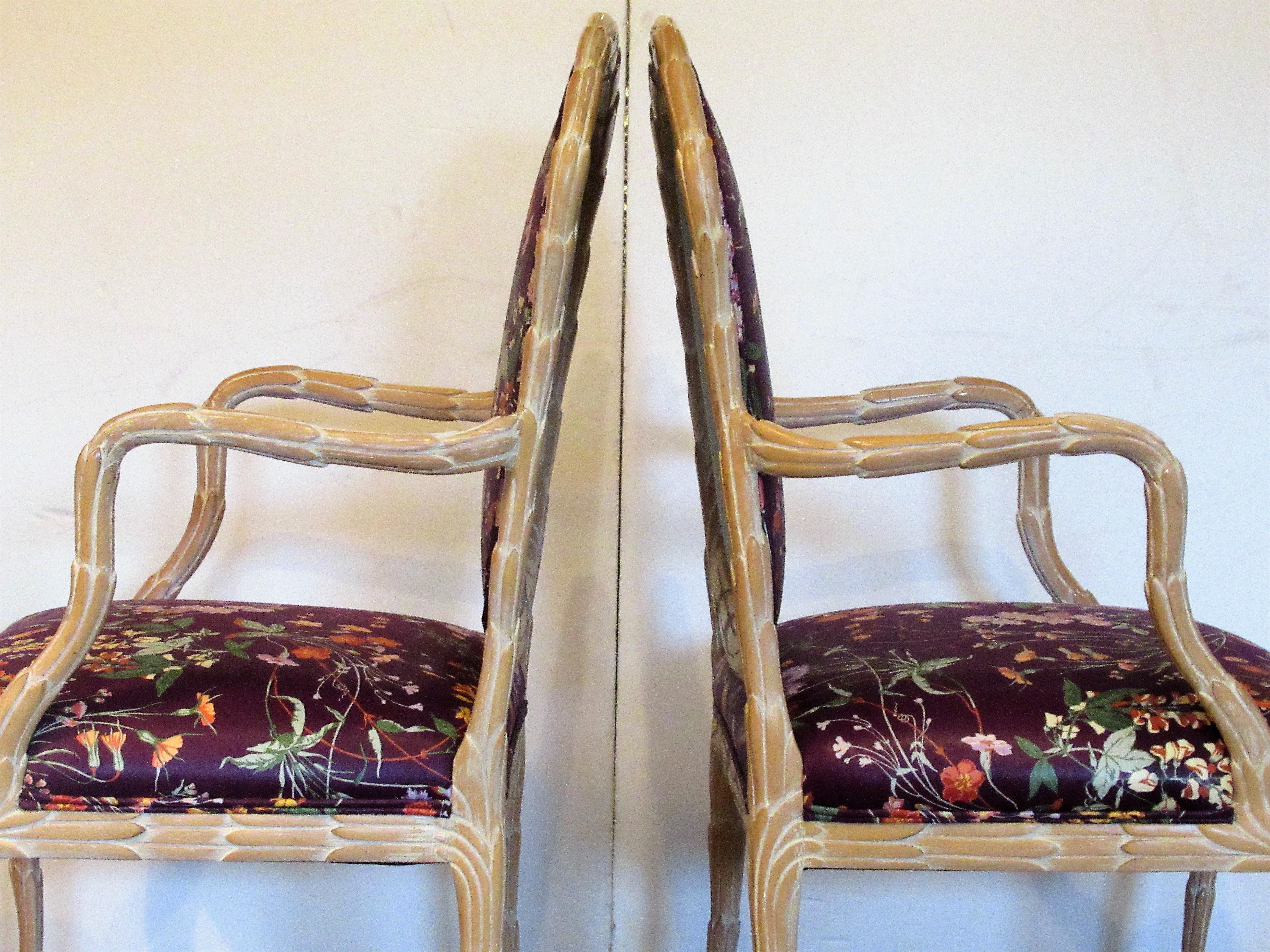  Faux Bois Carved Wood Armchairs For Sale 1