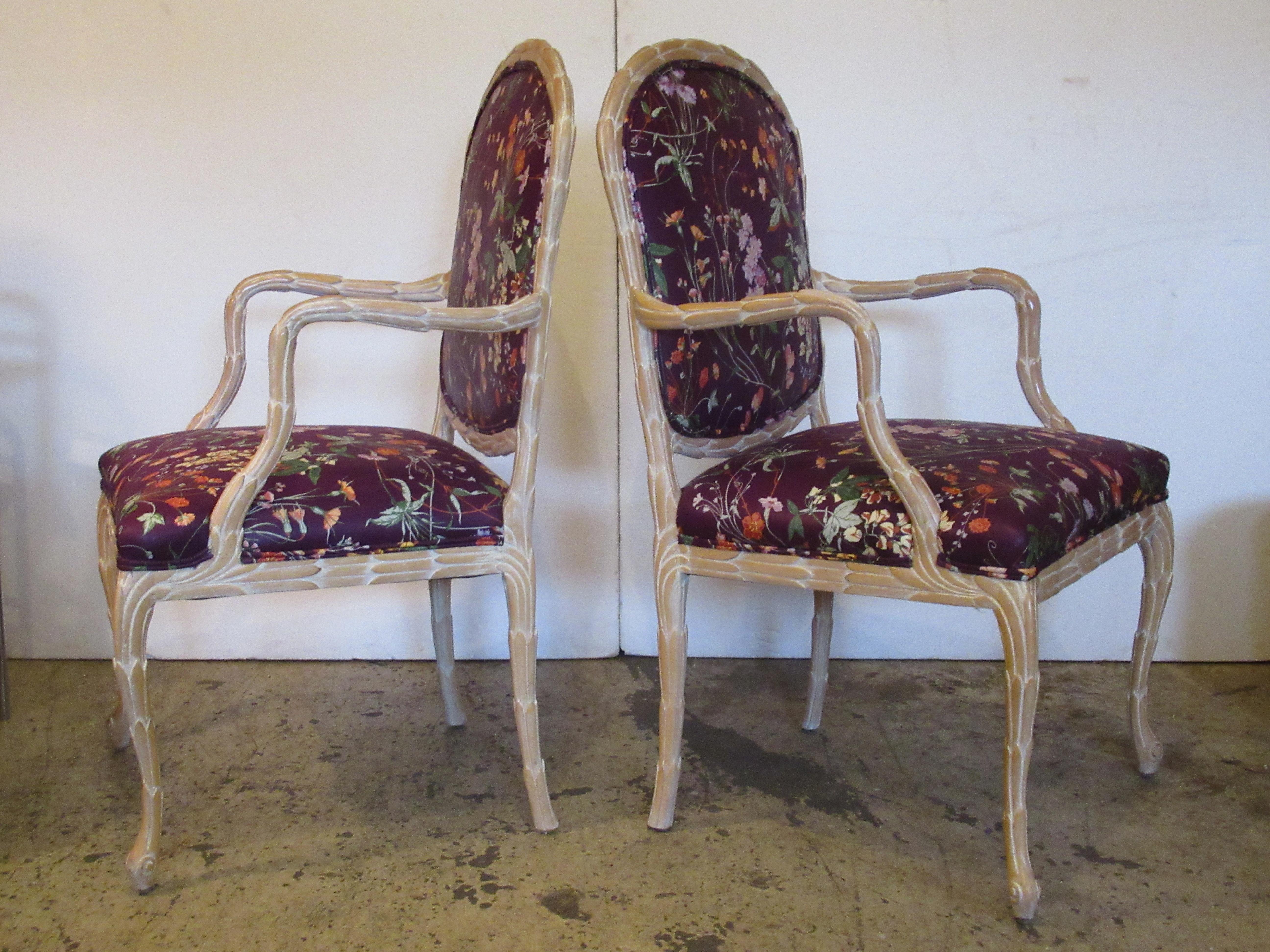  Faux Bois Carved Wood Armchairs For Sale 2