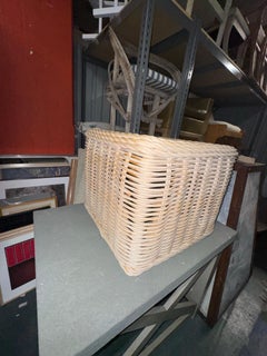 Pair of Whitewashed Rattan Cubes