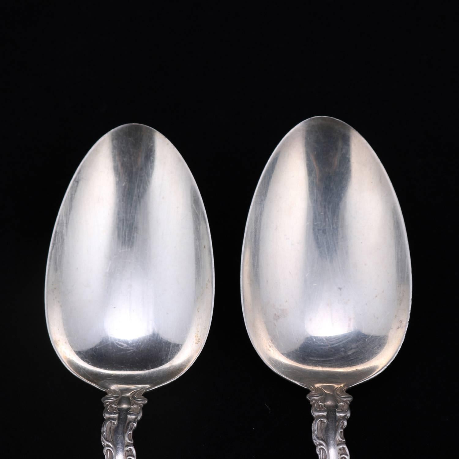 Pair of Whiting Sterling Silver Tablespoons, circa 1905 In Good Condition In Big Flats, NY