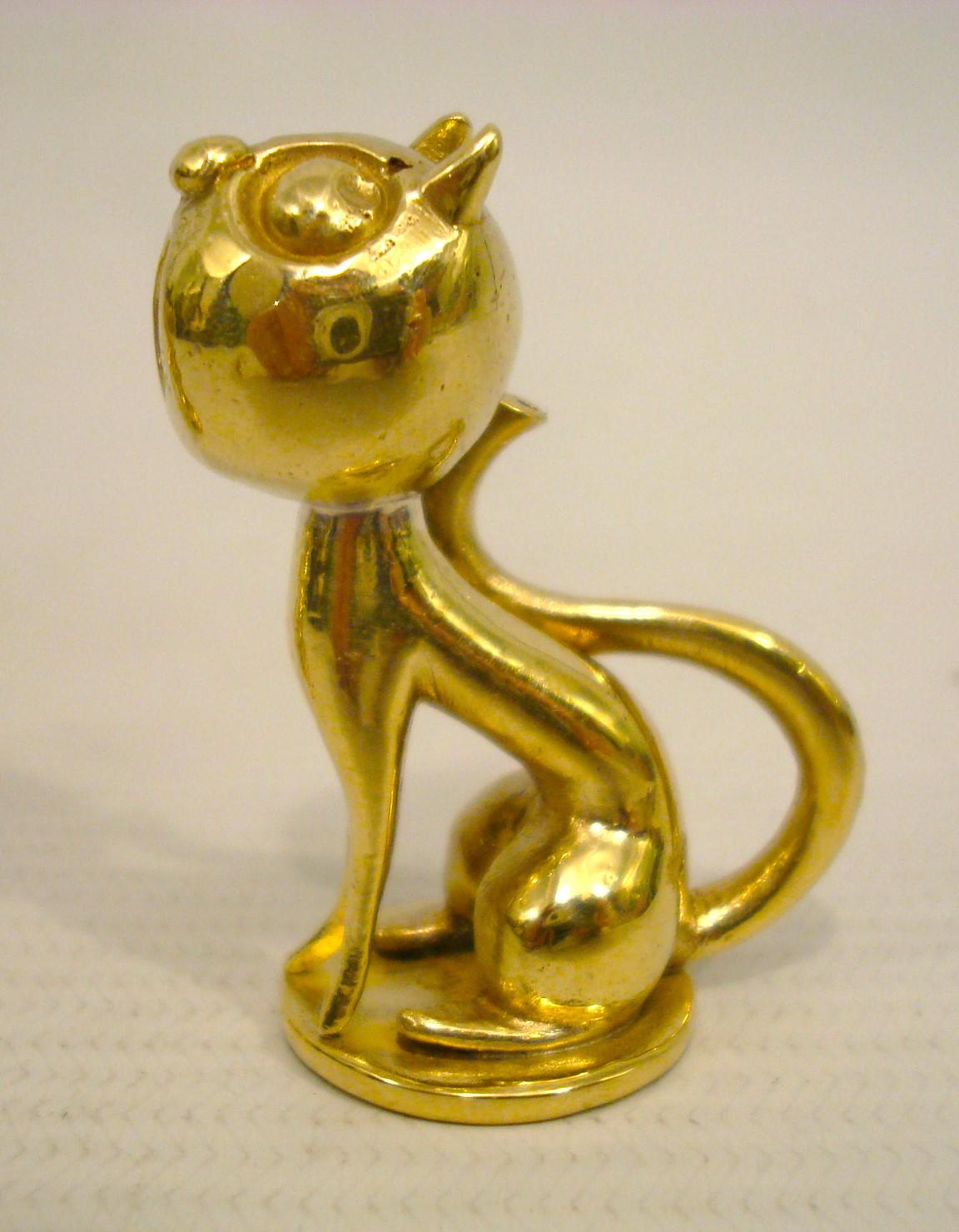 Pareja de Figuritas de Bronce Art Decó Félix el Gato Austria de WHW Hagenauer Austríaco en venta