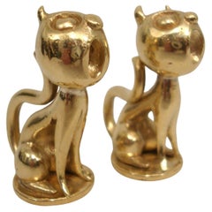 Pareja de Figuritas de Bronce Art Decó Félix el Gato Austria de WHW Hagenauer