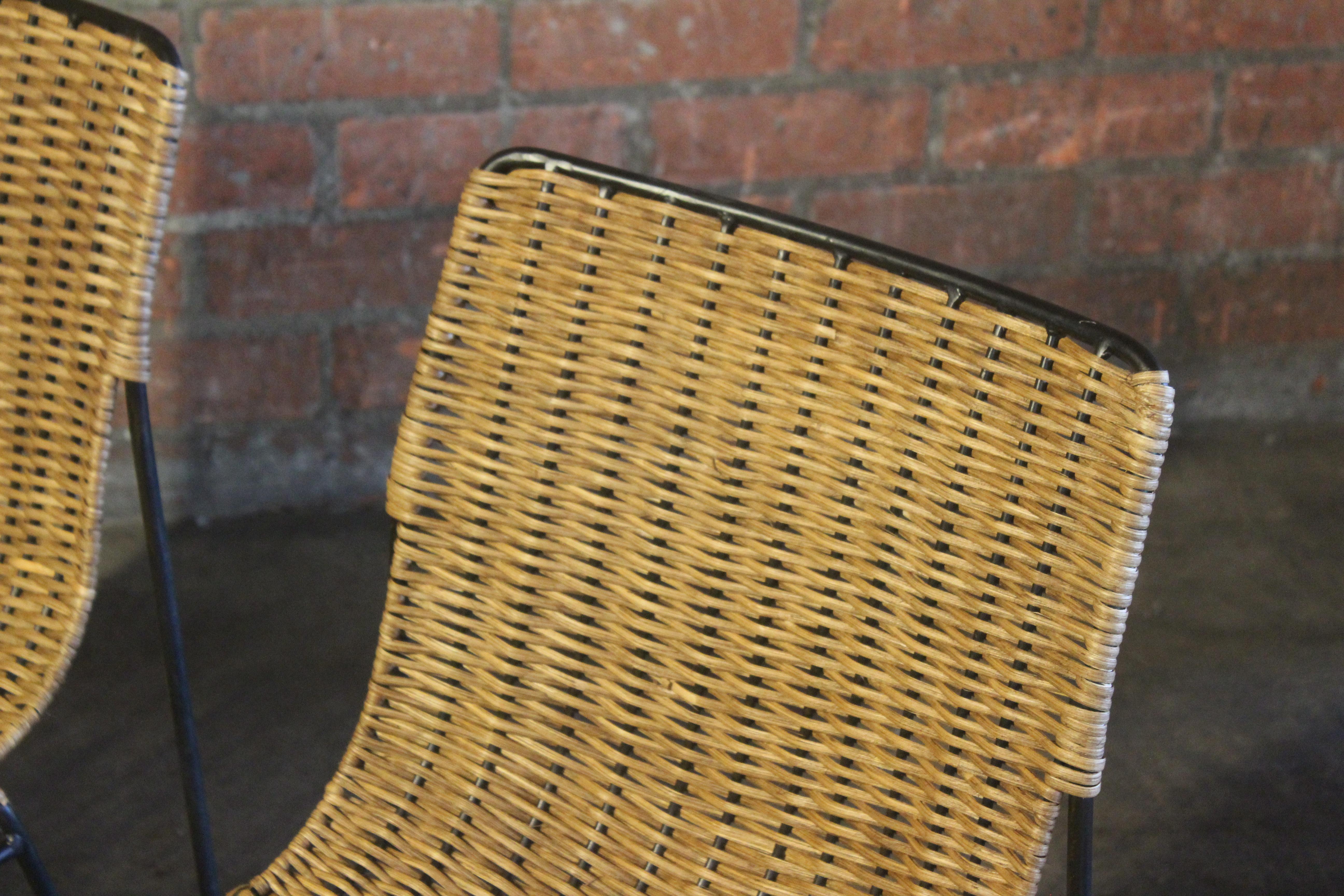 Pair of Wicker and Iron Side Chairs For Sale 5
