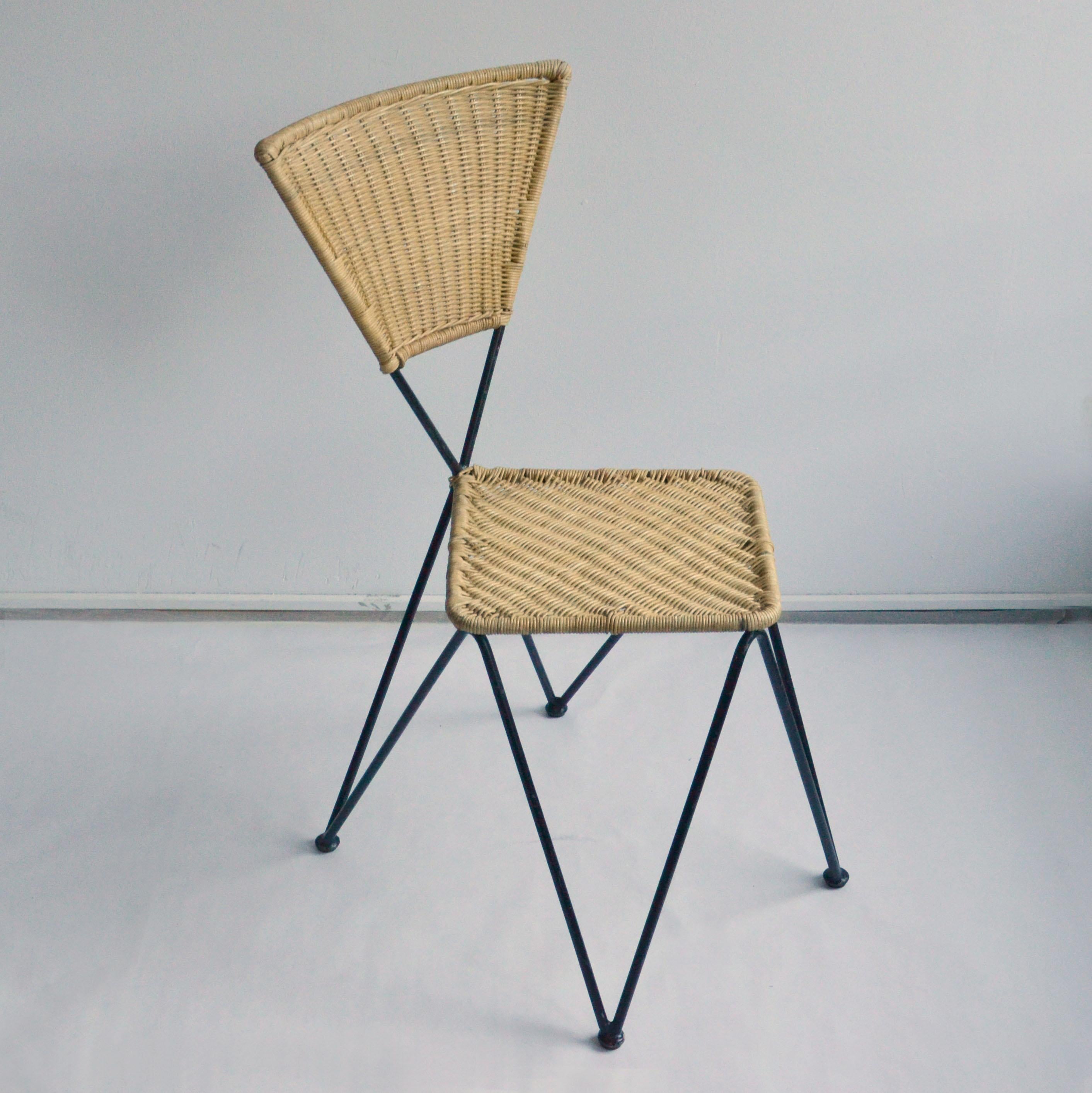 Pair of Wicker and Metal Dining Chairs, Vienna, 1950 1