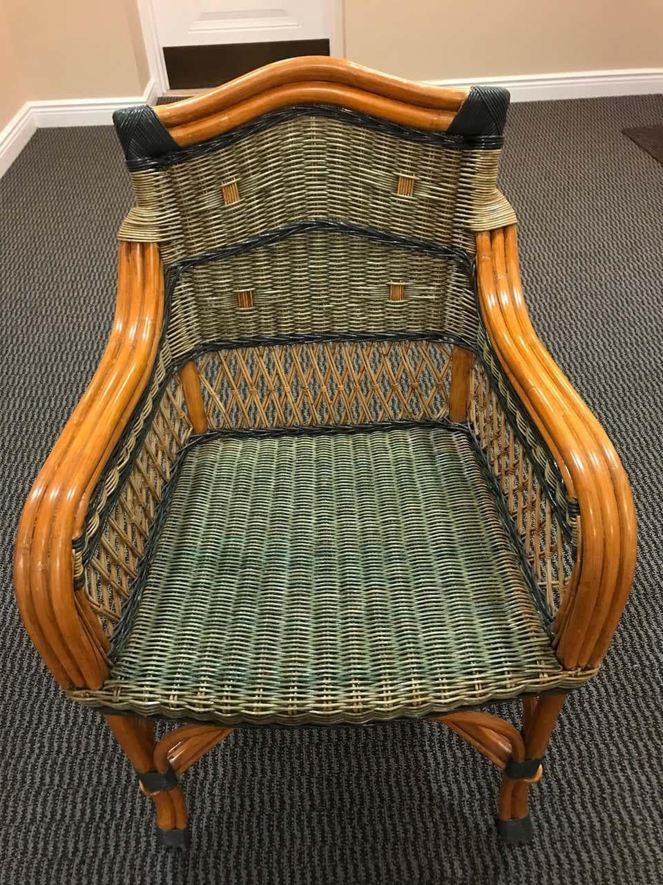 Pair of Wicker and Rattan Armchairs by Grange 1