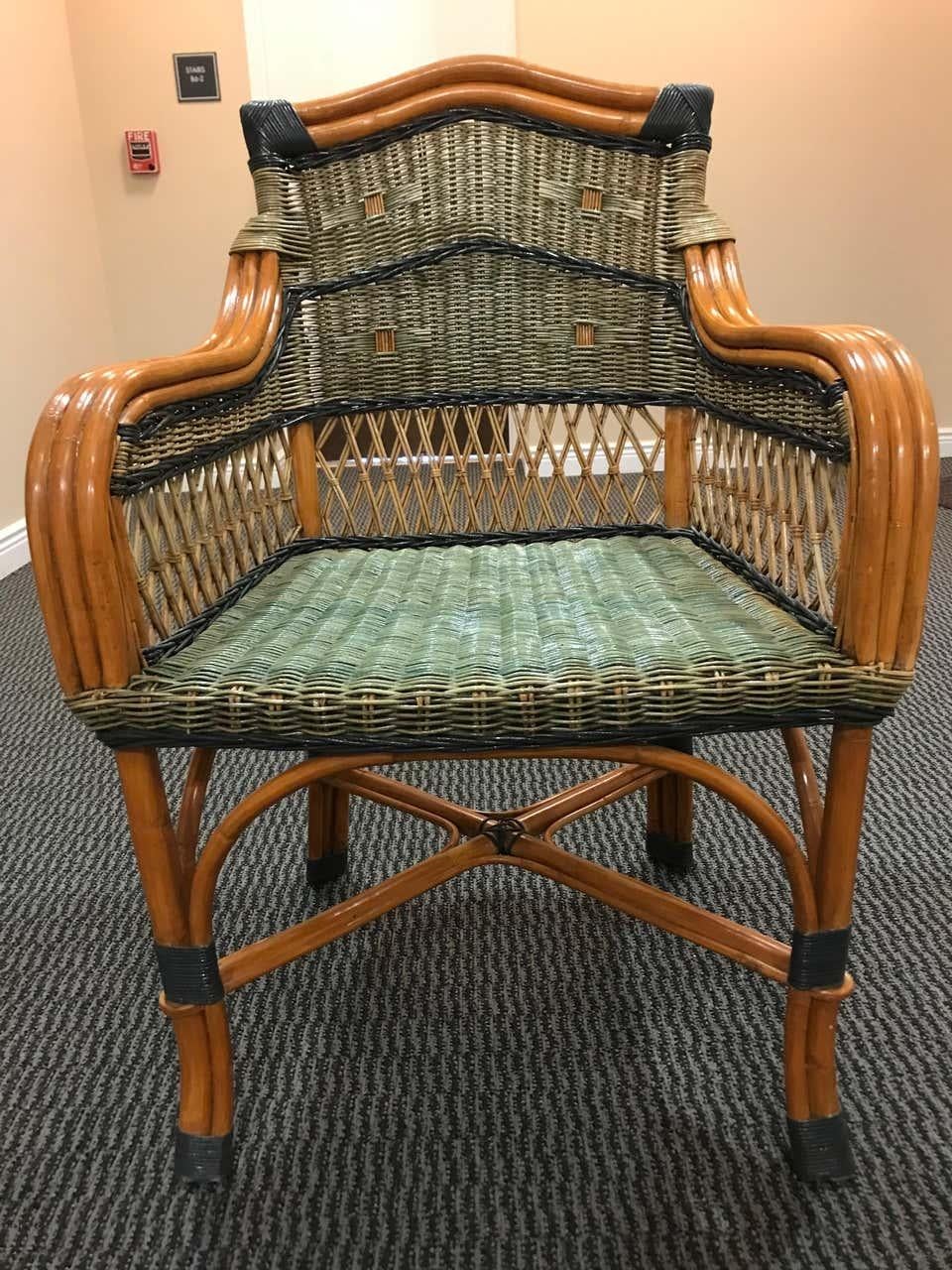 Pair of Wicker and Rattan Armchairs by Grange 2