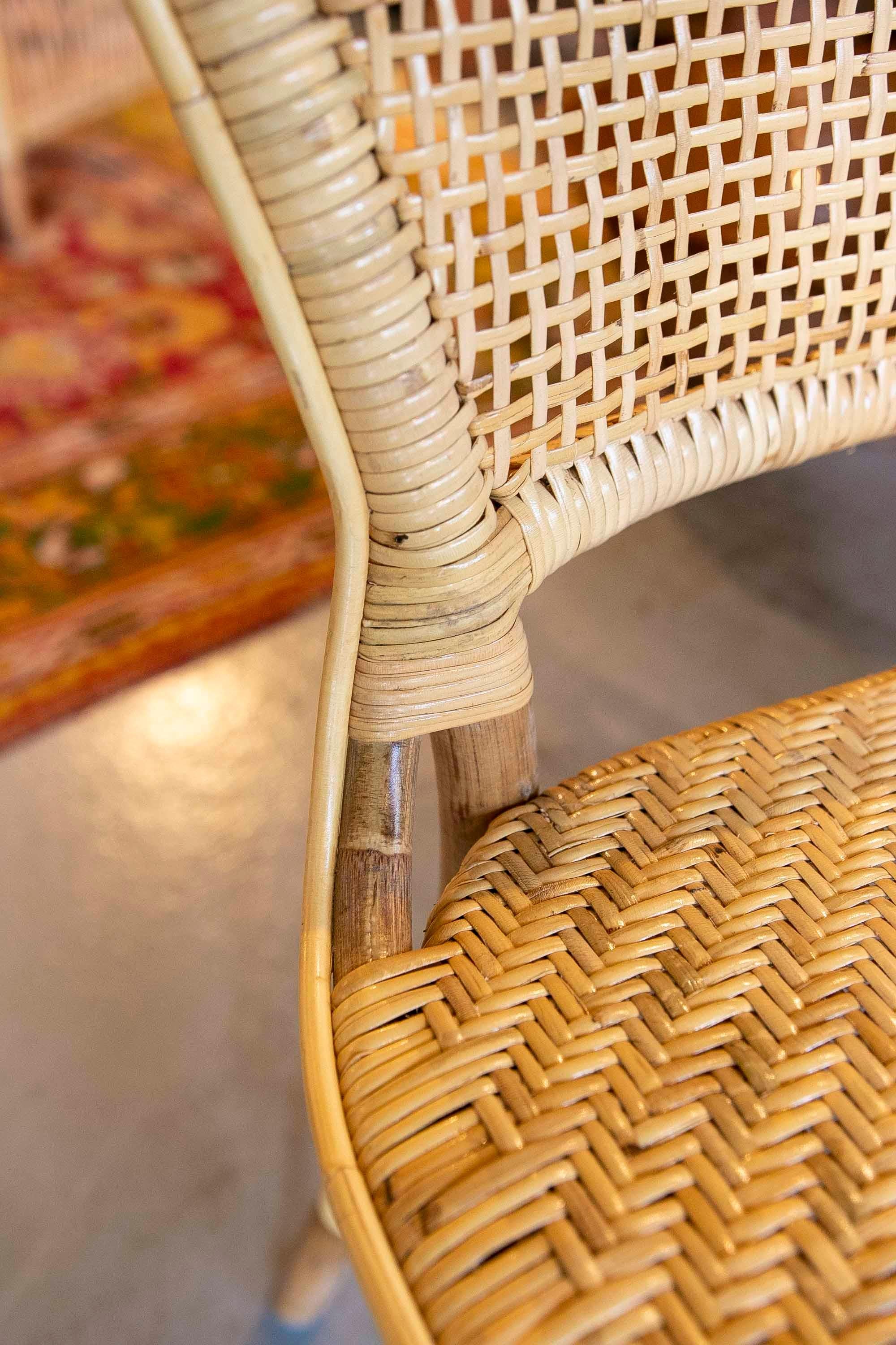 Pair of Wicker and Rattan Dining Chairs For Sale at 1stDibs