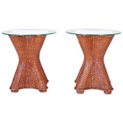 Pair of Wicker and Rattan Stands