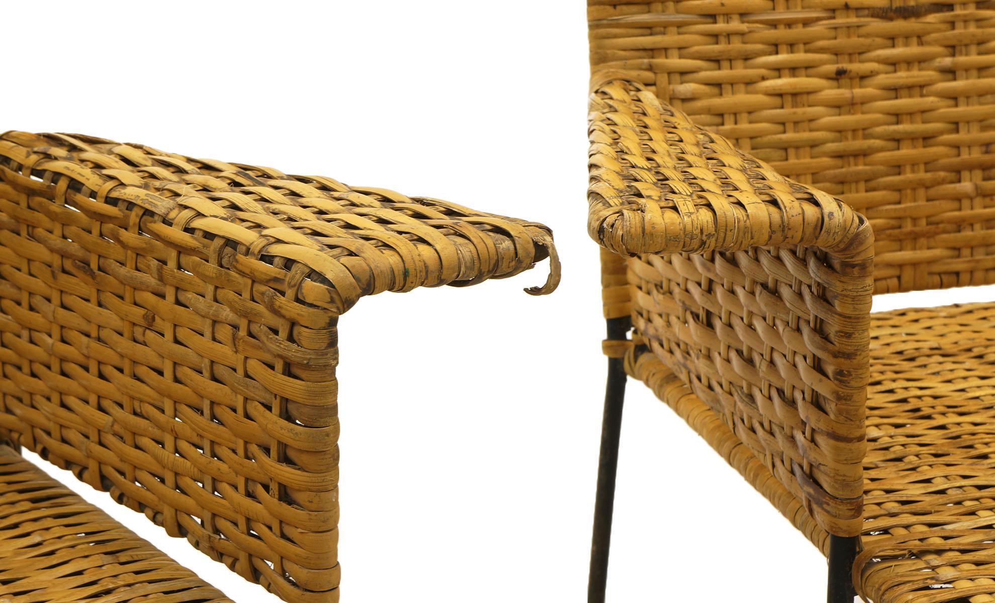Pair of Wicker and Wrought Iron Chairs by Van Keppel and Green, 1950s 1