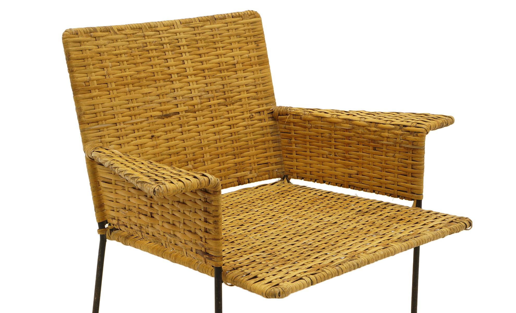 Pair of Wicker and Wrought Iron Chairs by Van Keppel and Green, 1950s 3
